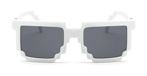 Image of DC DECORIO Thug Life Sunglasses Pixel Gangsta Life Funny Novelty Shades With Box Packing (SOLID-WHITE)