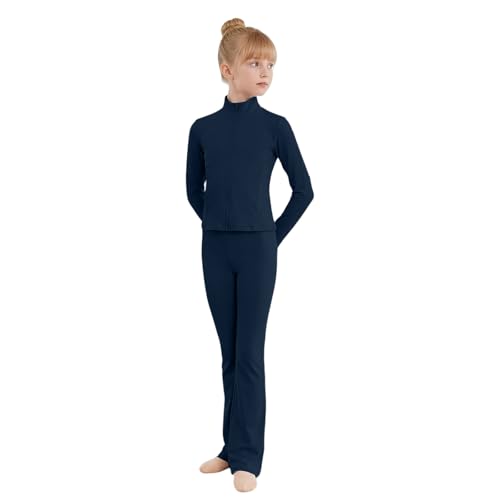Justaucorps de ballet à manches longues filles tissu extensible anti-frottement navy