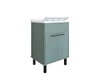 Negrari Mobile Lavatoio in PVC con vasca in PP, Resistente agli acidi di uso comune, Resistente all'umidità, Kit di scarico incluso, Interno e Esterno, L60 x P50 x H85 cm, Colore Verde Scuro