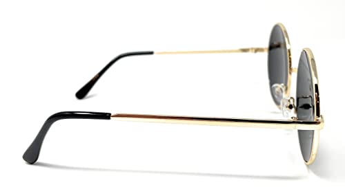 My Shades - Round Retro Sunglasses Unisex Hippie Style (Gold Frame, Black Super Dark)…4