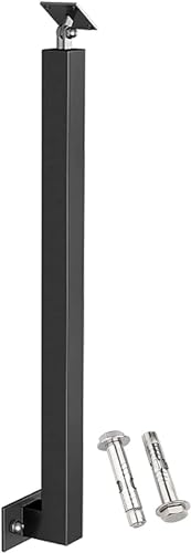 Rampe d'escalier extérieure : balustrade en métal noir 100 cm et poteaux carrés