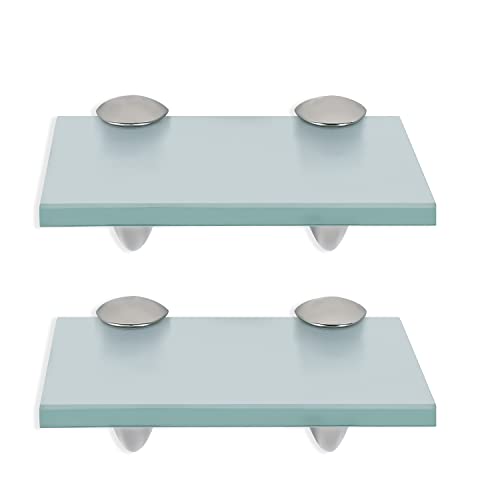 Randaco 2 estantes de cristal con soporte de pared, de cristal mate con cristal de seguridad templado de 8 mm y soporte, perfecto como estante de ducha/estante de baño para baño, cocina, balcón (20 x
