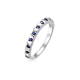 RDSGYZ Anillo para mujer, oro blanco real de 18 quilates, 14 quilates, 9 quilates, alianza de boda, talla I-U, estrecha con zafiro de 0,31 quilates, anillos de compromiso de matrimonio, 16, Metal
