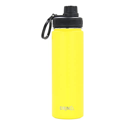 Image of Drinco Stainless Steel Water Bottle Spout Lid Vacuum Insulated Double Wall Water Bottle Wide Mouth Leak Proof Keep Cold Sport Camping Hiking (22oz Yellow)