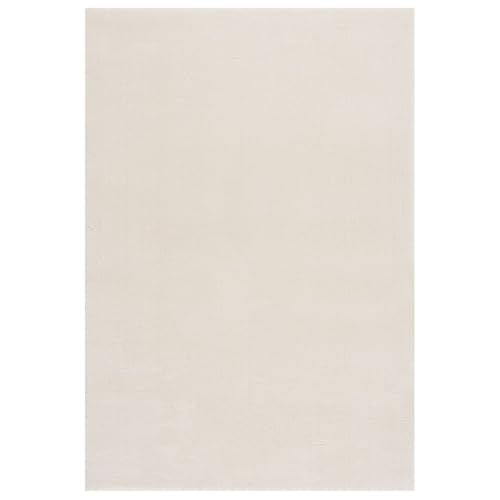 vidaXL 5x7.5 Ft Modern Area Rug, Soft Plush Fluffy Low Pile, Anti-Slip Backing, Washable Rectangular Rug for Living Room, Bedroom & Nursery, Cream White