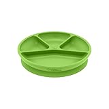 green sprouts Learning Plate | Helps toddler develop independent eating skills | Heat-resistant silicone, Suction cup base with easy-release tab, 4 sections marked to measure portions, Dishwasher safe
