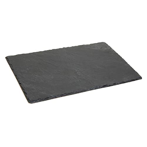 AC - Plato de Pizarra - Forma Rectangular - Platos Llanos de Piedra Natural para Servir Alimentos, quesos, Aperitivos - 40 x 30 cm