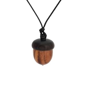 Vintage Wooden Acorns Pendant Necklace, Handmade Acorn Storage Leather Cord Choker, Unisex Adults Retro Space Fashion, No Metal, No Gemstone, Necklace