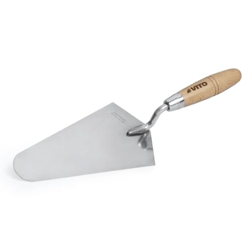 VITO - Truelle Ronde 22cm en Acier Inox - Outil de Maçonnerie Forme Ronde pour Jointoiement - Lissage Ciment et Finition - Manche Bois Massif Ergonomique