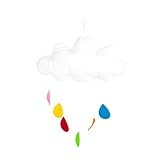 Levemolo 雲の雨滴の壁掛け 装飾的な吊り飾り 雲の装飾 保育園のベッド飾り 虹のタペストリー雲 雲の雨滴を感じた クラウド レインドロップ ペンダント トイ おもちゃ ジュゲテス 布 白い