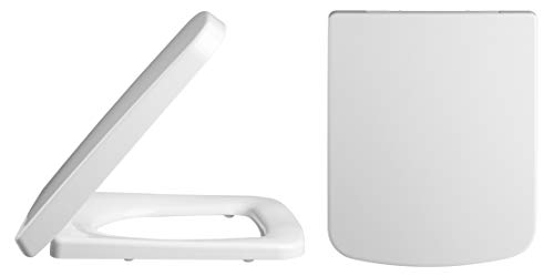 Nuie NCH196 | Modern Bathroom Square Soft Close Toilet Seat, 430mm x 355mm, White
