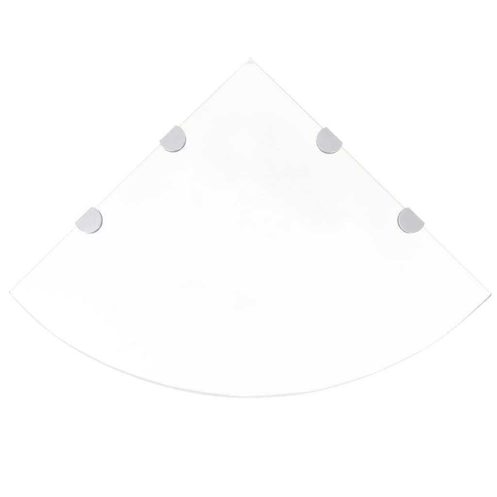 Estante esquinero de cristal templado transparente de alta resistencia y soportes cromo