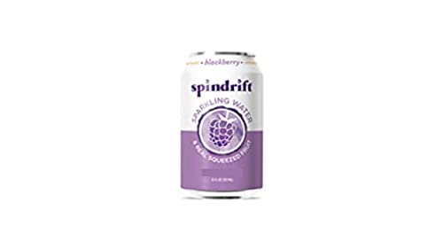Image of Spindrift Sparkling Water, Blackberry Flavored, Made with Real Squeezed Fruit, 12 Fl Oz Cans, Pack of 24 (Only 13 Calories per Seltzer Water Can)