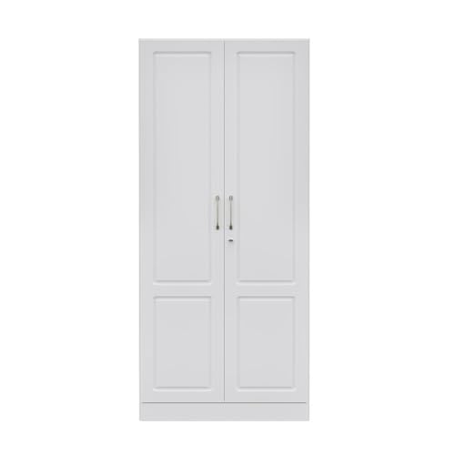 Image of Wakefit Wardrobe for Bedroom | 3 Yr Warranty | Cupboard for Bedroom, Almirah, Wooden Wardrobe, Comes with LED light, Multi-Shelves, Drawer & Hanger, Density:680-750 kg /m, Free Installation(Tyrian-FW)