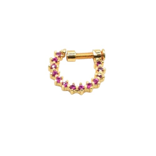 Nose Ring Nath with Pink Crystal Stones with Screw Back Closure-image-48