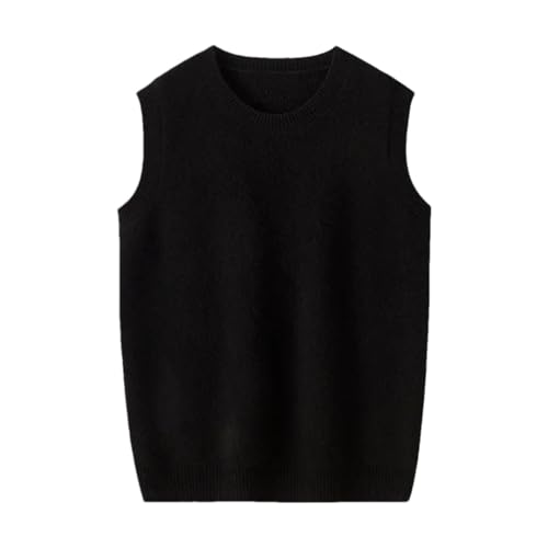 Men’S Business Casual Round Neck Wool Knit Vest Loose Fit Sleeveless Pullover Top