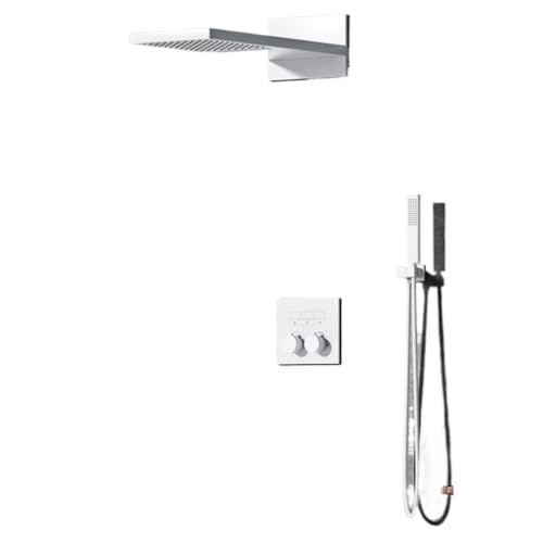 Luxury Gun Gray Brass Thermostatic Shower System With Wall Mounted Design Embedded Faucet For Hot And Cold Water Bathroom(Chrome