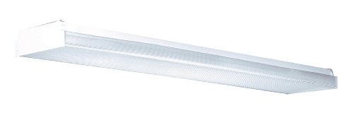 Image of Lighting by AFX LW432R8 Low Profile 4-32 Watt T8 Wrap Light Fixture, White with Clear Prismatic Lens