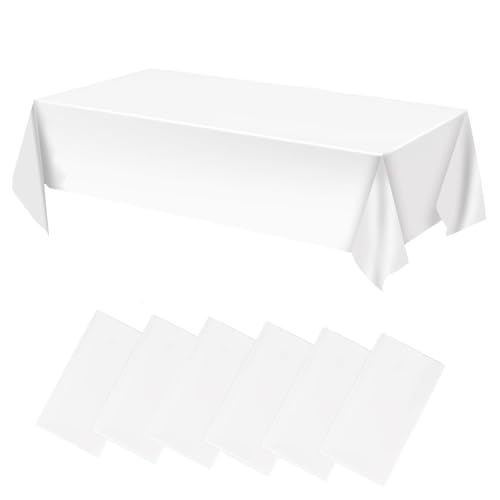 6 Pièces Nappes Blanches,Nappe Rectangulaire Blanche 137 x 274 cm,Nappe de Tablede Fête,Nappes pour Anniversaires, Remises de Diplômes,Les Mariages et...