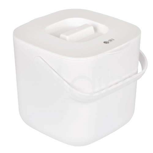 Dihl 7 Litre Indoor Kitchen Compost Caddy Bin, with Strainer and Odour Seal, 7L, Recycle Organic Waste, White
