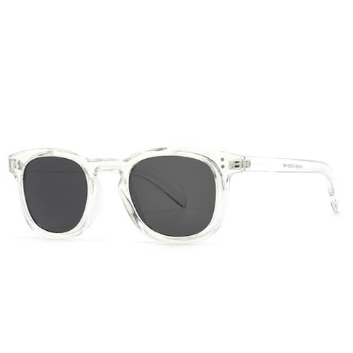 Lunettes de soleil carrées rétro unisexes LVTFCO gris transparent UV400 taille unique
