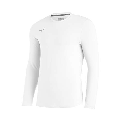 Mizuno Comp Diamond Long sleeve Crew, White, X-Small
