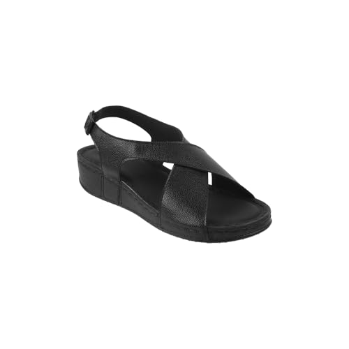 Image of Mochi Women Synthetic Leather Cross-Strap Comfort Sandal