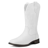 SHIBEVER Women's Mid-Calf Cowboy Boots: Square Toe Wide...