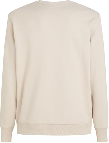Calvin Klein Herren Sweatshirt Badge Crew Neck aus Baumwolle, Beige (Oatmeal), XXS – Ansicht 6