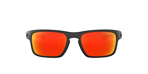 OO9409 Sliver Stealth Asian Fit Square Sunglasses , Matte Black/Prizm Ruby Polarized, 57