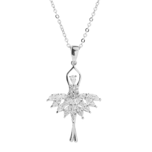 JOINPAYA Collar de Bailarina de Ballet para Niña Cadena para Clavícula Collar Plateado Diseño Único Joyería Diaria para Fiestas y Discotecas