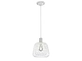 Ampoule non comprise. Trio Leuchten 300900102 Lampe suspension Métal, Chrome, Weiß, Durchmesser 25cm