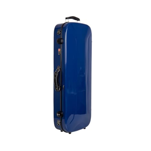 Image of Crossrock Fiberglass Mandolin Case - Oblong for A & F-Style (Universal Fit) | Navy Blue Gloss, Forest Green Velvet, TSA Lock, Hygrometer, Backpack Straps - Pro Travel Series
