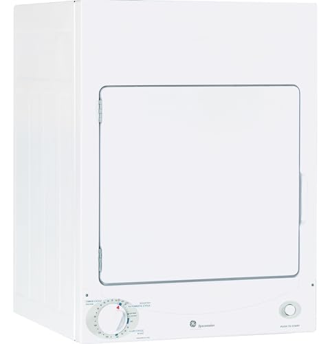 GE DSKS333ECWW Professional Series Spacemaker, 3.6 Cu. Ft. Capacity Stackable Electric Dryer, White