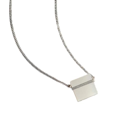 Collier en argent 925 et jade blanc véritable au design géométrique raffiné