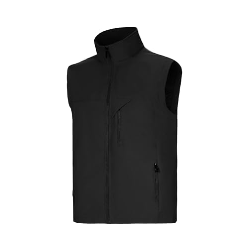 Image of Mens Vests Outerwear Windproof Lightweight Softshell Sleeveless Jacket | Breathable Zip Up Multi-Pockets Quick Dry Sports Vest for Golf Hiking Fishing Running