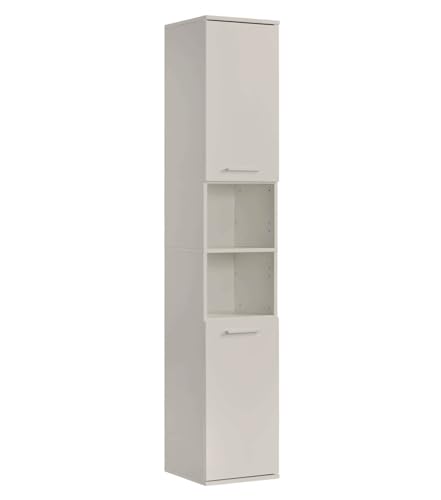 mokebo Bad Hochschrank 'Der Kapitän' in Kaschmir (180x33x34 cm) Badezimmerschrank schmal oder Badschrank, auch als Badezimmerhochschrank & Badregal Badezimmer aus Holz in Grau Beige