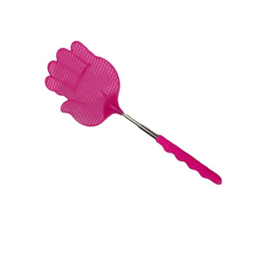 Tapette à mouches rétractable flexible manuelle durable et portable pour lutter contre les nuisibles Bonne élasticité Poignée télescopique Rose