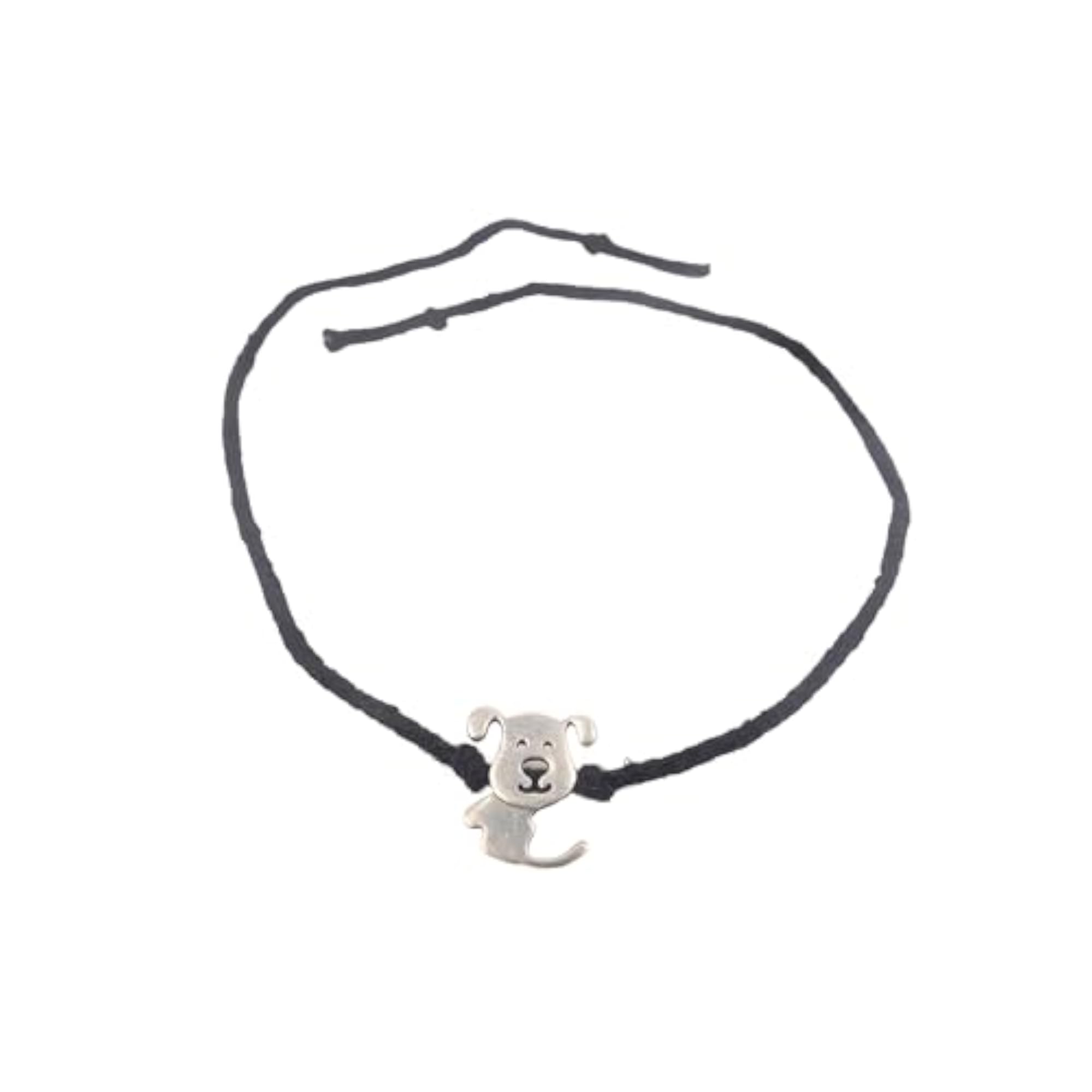 925 Sterling Silver Black Dori Pup Nazarbattu Anklet for Kids