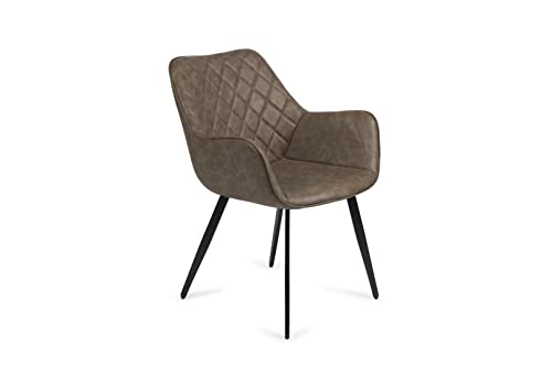Sillas Comedor LIFA LIVING Juego de 2 sillas de Comedor de Cuero sintético, Silla de Escritorio de Cuero PU marrón, Conjunto de 2 sillas...