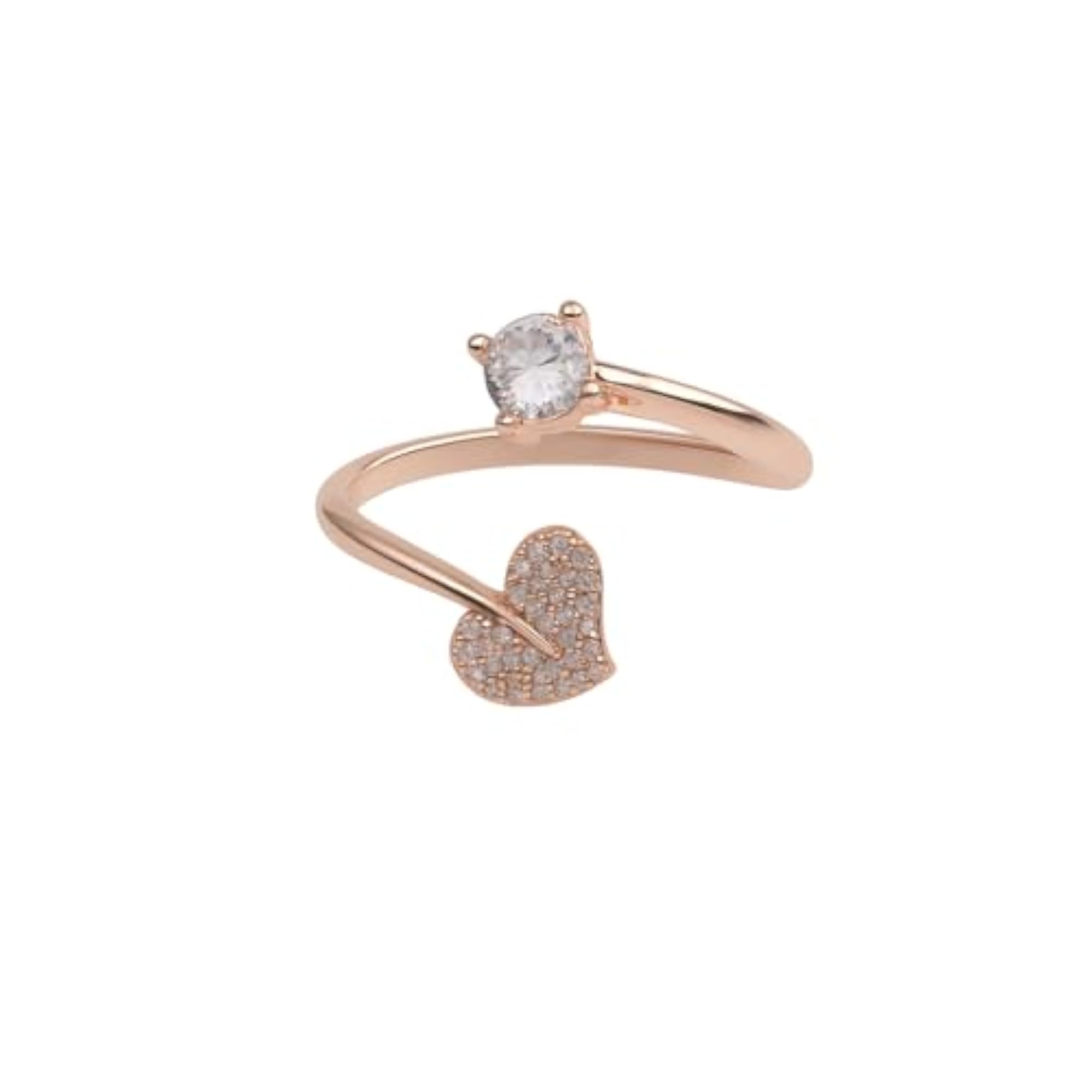 Women's Charming Rose Gold Heart Shape Adjustable Ring
