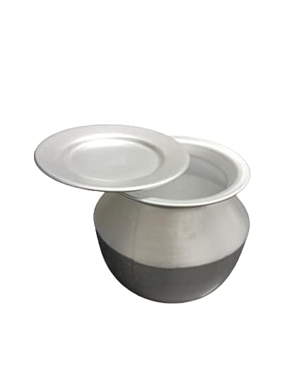 India Business International | Aluminium Pot for Cooking | Aluminium Paanai | Rice Pot | Handi | Aluminium Tope | Aluminium Pot with Lid, Small Size 21 x 21 x 17.5 Cm, 1 Qty.