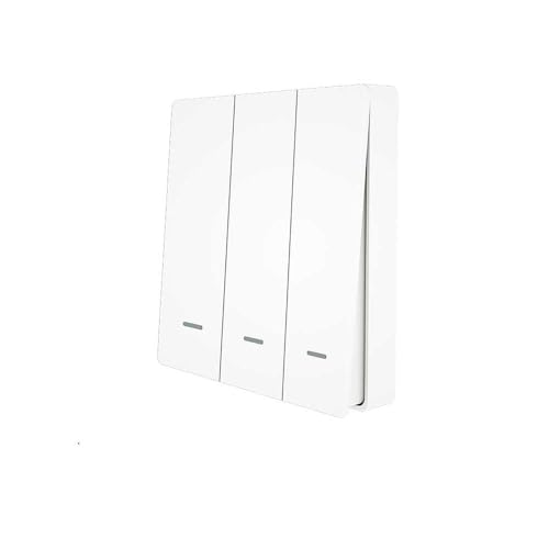 Interruttore RF 433MHz Senza Fili, 3 Tasti, APP Tuya/Smart Life, Wireless da Parete o Telecomando, Installazione con Biadesivo o Scatola 502, Portata Fino a 100m, IP20, Alimentazione CR2032 (Esclusa)