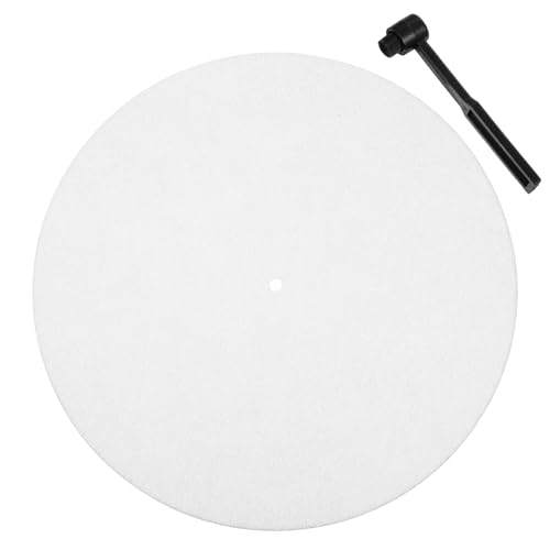 2 Pack White Felt Turntable Mat, 12 Inch White Felt Slipmat for Turntable, Anti Vibration Felts Slip Mat Vinyl for All Vinyl Record Players (1White,1Black)