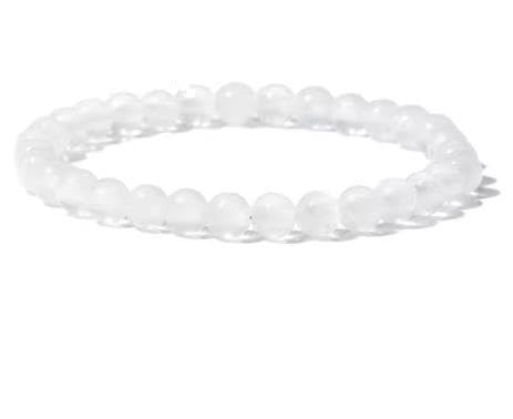 Bracelet œil de chat blanc pierre naturelle homme femme perles rondes lithothérapie