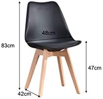 Miniatura 3 de Sillas de comedor retro con respaldo y asiento acolchado suave, patas de madera de haya maciza, estilo contratado, seguras y cómodas, color puro