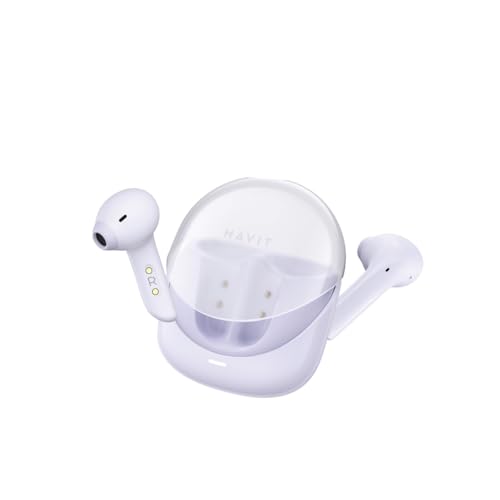 Havit TW974 Audio Series - Auriculares inalámbricos Bluetooth 5.3, modo de baja latencia, 30 horas de reproducción, cancelación de ruido, IPX4 impermeable, control táctil, auriculares intrauditivos