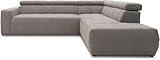 DOMO. collection Divano angolare Brandon, divano con schienale a forma di L, angolo imbottito, 275 x 228 x 98 cm (larghezza x profondità x altezza), grigio