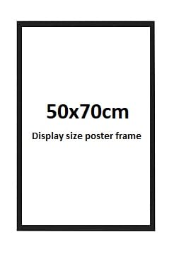 Black 50x70cm Picture Poster Photo Frame Shatterproof Acrylic Glass, MDF Wall Mounting Frame Both Ways Wall Hanging Hooks