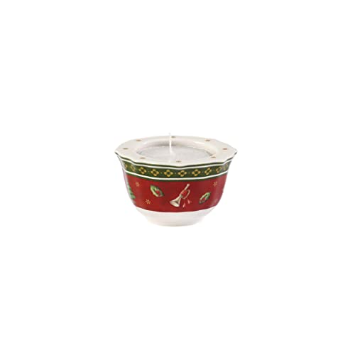Villeroy & Boch 14-8585-3997 Portavelas de té Toy's Delight, para Navidad, 4 cm, en Festivo Embalaje de Regalo, Porcelana, Rojo, 27.5x14.0x8.0 cm